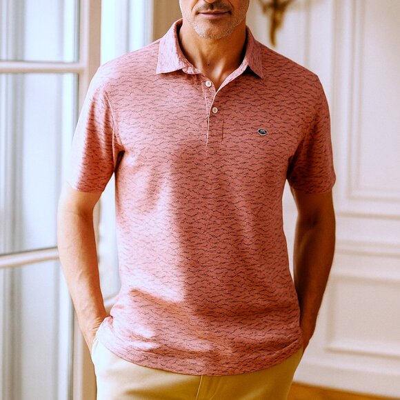 Vineyard Vines On The Go Sankaty Performance Polo Shirt Size Large Sharks Print - Picture 1 of 10